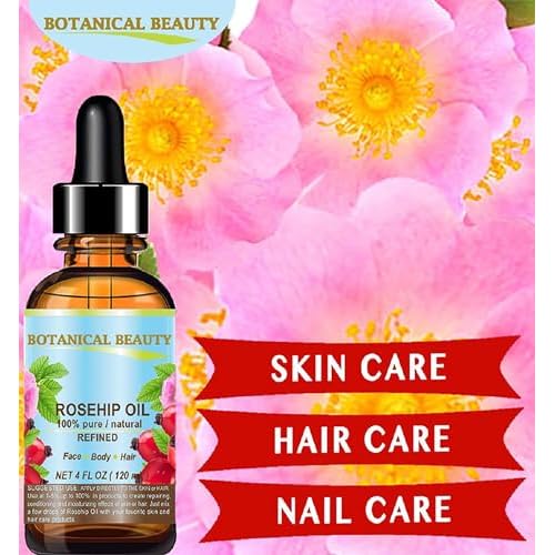 Botanical Beauty ROSEHIP SEED OIL 100% Pure Natural Refined Cold-Pressed Carrier Oil 1 Fl Oz 30 ml For Face, Skin, Body, Hair, Lip, Nails, Rich in vitamin C, Vitamin E, Anti-Aging