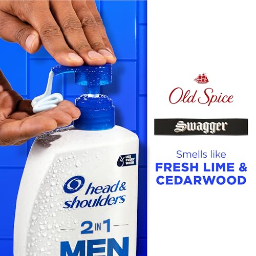 Head & Shoulders Mens Anti-Dandruff Shampoo and Conditioner with 1% Pyrithione Zinc, Old Spice Swagger Men's 2-in-1 Twin Pack, Shampoo for Men, 31.4 fl oz Each