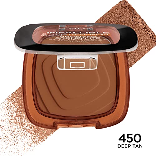 L'Oreal Paris Infallible Up to 24H Fresh Wear Soft Matte Longwear Bronzer. Waterproof, heatproof, Transfer, humidity and sweatproof, Deep Tan, 0.31 oz