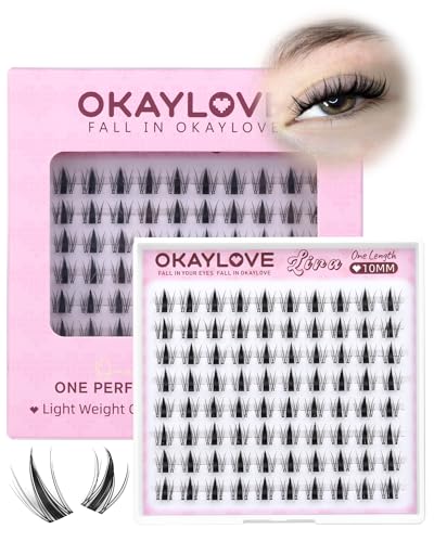OKAYLOVE Manga Lash Clusters LIRA 10mm Natural Anime Eyelash Clusters with Spikes, 80pcs Clear Band