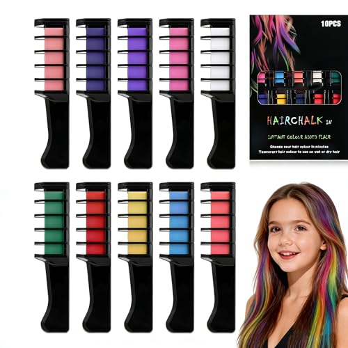 10 Colors Hair Chalk Combs - Temporary Washable Hair Color