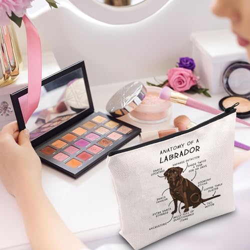 Gzrlyf Chocolate Labrador Retriever Makeup Bag Lab Dog Mom Gift Labrador Retriever Owner Lover Cosmetic Bag (ANATOMY OF A LABRADOR)