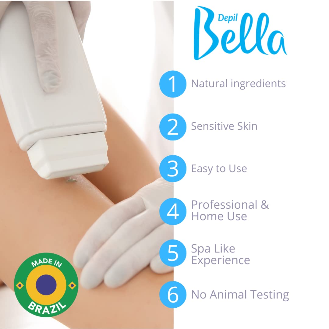 Depil Bella Roll On Wax Algae with Peppermint Depilatory | Body Waxing, Hair Removal Wax-Cartridge | For Men and Women | Home Self Waxing | Sensitive Skin | Painless (6 PACK + ADD)