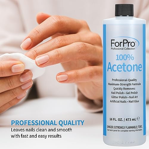 ForPro 100% Pure Acetone Nail Polish Remover - Gel & Glue Remover, 16 fl oz