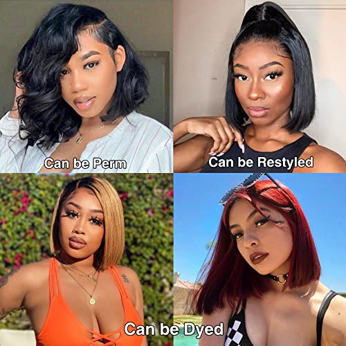 Hoacon Bob Wig Human Hair 13x4 Frontal Lace Wigs HD Bob Lace Front Wigs Human Hair for Women 180% Density Short Bob Wigs Straight Glueless Wigs Pre Plucked With Baby Hair 10 Inch