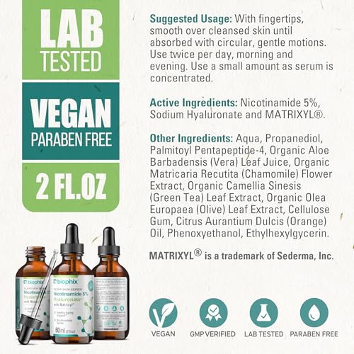 biophix B-3 Nicotinamide Age-Defying Liquid Serum 2 oz - Hyaluronic Acid - Matrixyl ¢ç - Supports Skin Health - Healthy Aging