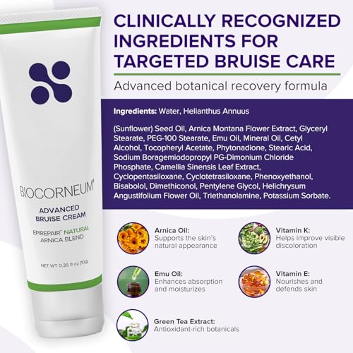 BIOCORNEUM Advanced Bruise Cream 1oz ? Professional-Grade Arnica & Vitamin K Cream for Visible Skin Recovery ? Botanical Formula with Vitamin E, Green Tea Extract & More ? Lightweight, Fast-Absorbing