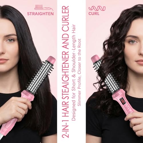 2-in-1 Hair Straightener Brush for Short Hair & Pixie Cuts