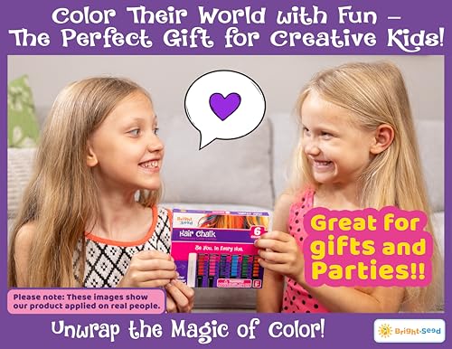 Bright Seed Hair Chalk Comb Set - 6 Washable Temporary Colors