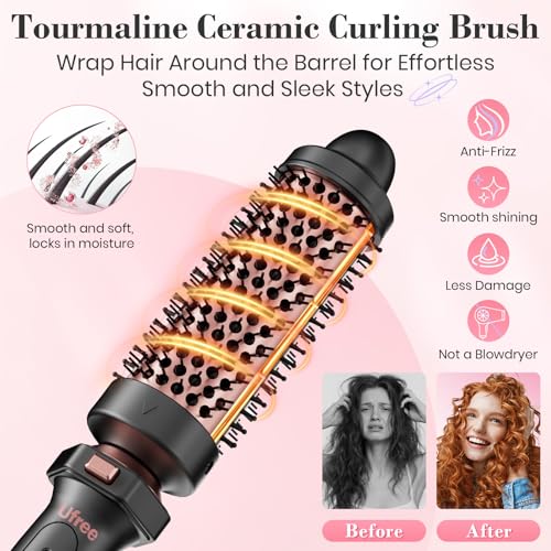 Ufree 3-in-1 Curling Wand Set with Flat Iron & Thermal Brush – Dual Voltage Hair Styling Kit