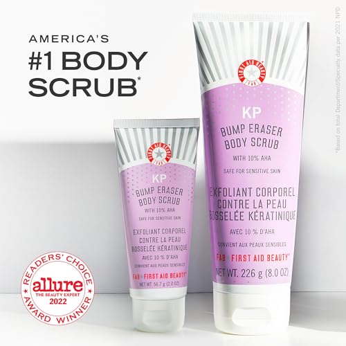 First Aid Beauty KP Bump Eraser Body Scrub Exfoliant for Keratosis Pilaris with 10% AHA 2 oz.