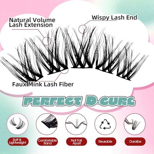 FADVAN Wispy Lash Clusters 144PCS | 8-16mm D-Curly Eyelash Extensions