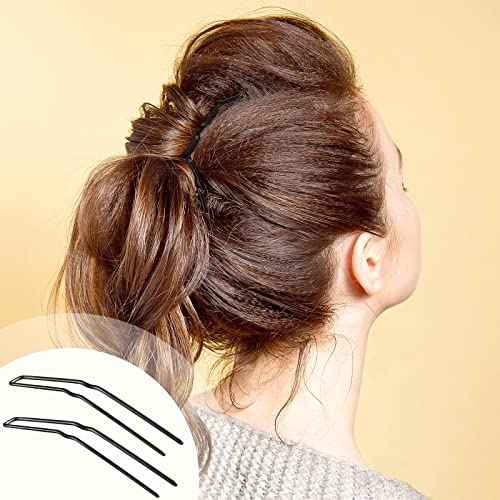 Waydress 36 Pieces U Shaped Hairpins Ballet Buns Bobby Pins Hair Styling Metal Hairpins for Updo Bun Bobby Pins for Women Lady Thick Thin Long Curly Hair(Black, 2.5 Inches, 3 Inches)