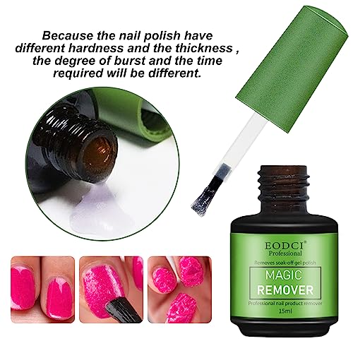 Eodci Magic Gel Nail Polish Remover, Soak-Off Quick,Minutes Easily Professional Remove Gel Nail Polish, Gel Polish Remover for Nails -15ml