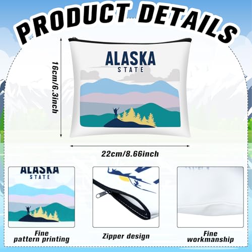 16 Pcs Alaska Cosmetic Bag Souvenir Gifts Makeup Bag Travel Vacation Zipper Pouch Purse for Women Birthday Trip Gifts Party Favors