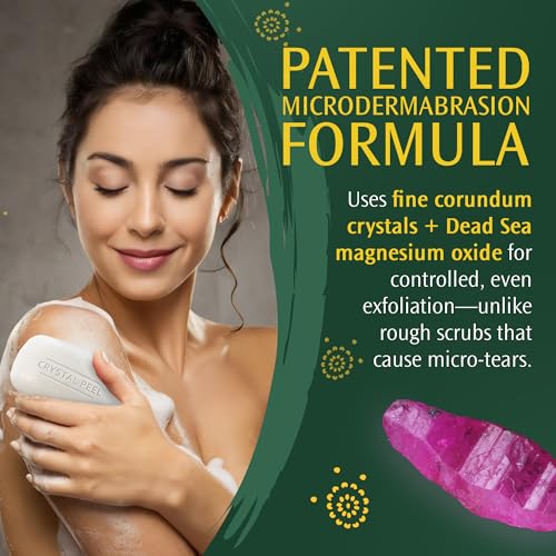 Exfoliating Bar Soap for Men & Women, Crystal Peel Luxury Microdermabrasion Hydrating & Exfoliating Body Soap Bar, Solid Magnesium Mineral Scrub for Buffing Away Dirt & Oil Smooths Skin Lemongrass 4oz