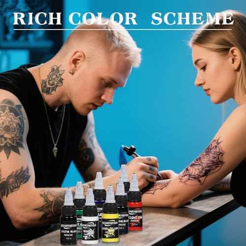 GTARTISTOO 8 Colors Tattoo Ink Set 1/2 OZ(15ml)/Bottle Professional Tattoo Ink Tattoo Inks Pigment Kit