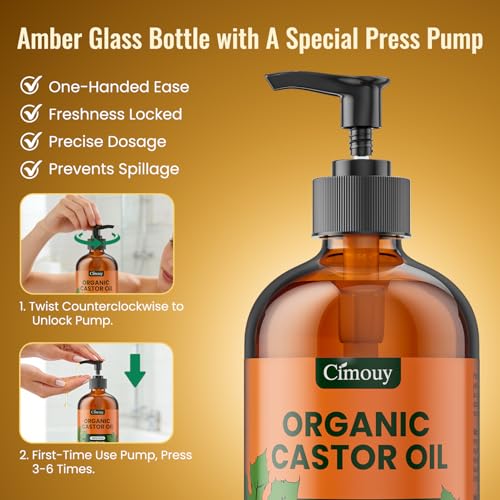 Organic Castor Oil 16oz - Cold-Pressed, Hexane-Free, USDA Certified
