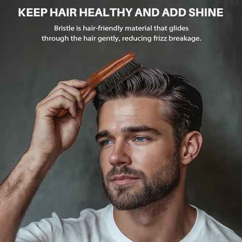 Hair Brush for Men- Slick Back Hair Brush - Boar Bristles Brush for Fine Thin Medium Hair, Nature Boar Hairbrush for Beard Styling