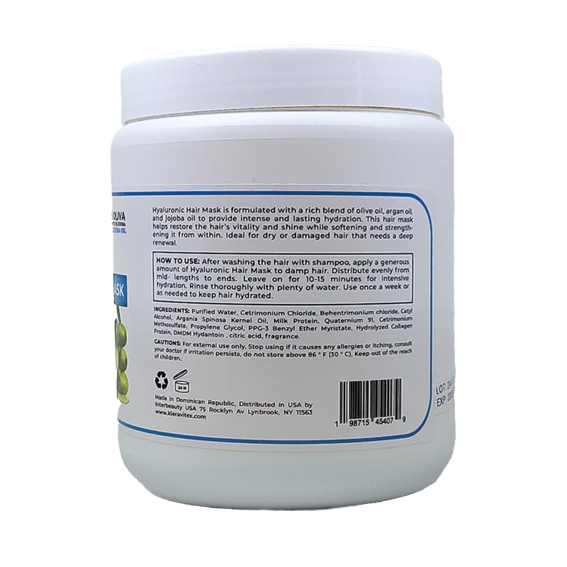 Hyaluronic Hair Mask with Olive & Jojoba Oil - Deep Hydration & Shine - 36 OZ