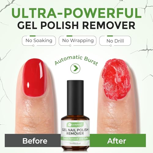 Luckyfairy Quick Gel Nail Polish Remover Kit - 5-Piece Acetone Free Set