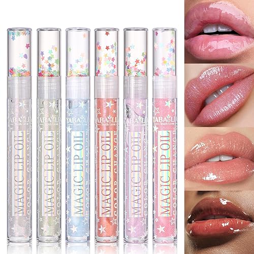 Shimmery Glitter Lip Gloss Set - 6 Colors Plumping Liquid Lipstick