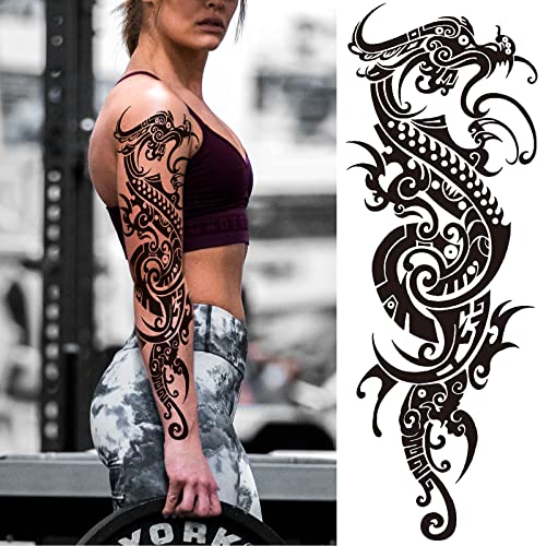 Tribal Totem Full Sleeve Temporary Tattoos for Men & Women, 8-Sheet