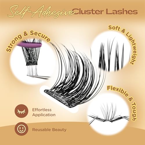 Self Adhesive Eyelash Clusters - 10-16mm Wispy Press On Lashes