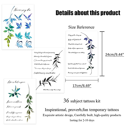 Words Temporary Tattoos for Women & Men | Waterproof