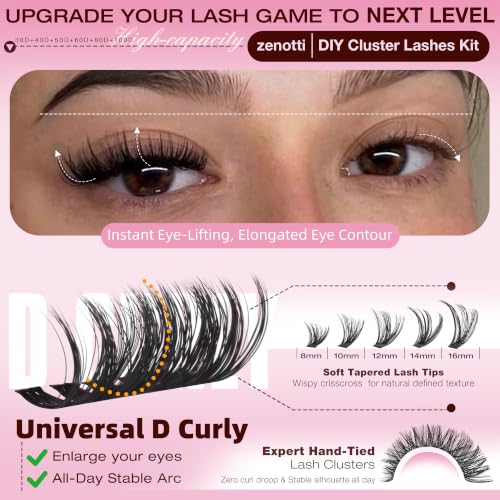 Lash Clusters Kit 590pcs with Bond & Seal - 30D to 100D