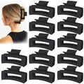 Black Hair Claw Clips 12 Pack - Medium Size for Thick & Thin Hair