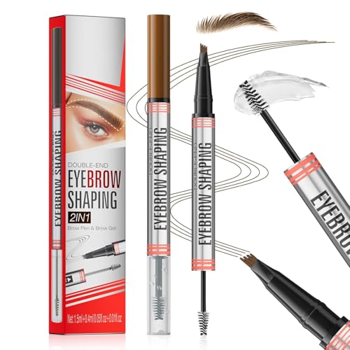 4-Fork Microblading Eyebrow Pen with Clear Brow Gel