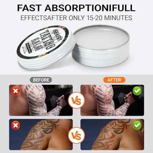 Tattoo Balm & Aftercare Cream: Color Enhancement that Revives Old Tattoos; Hydrates New Tattoos; Made With Natural Ingredients and Petroleum Free. Tattoo Cream for Old and New Tattoos - 1.76OZ
