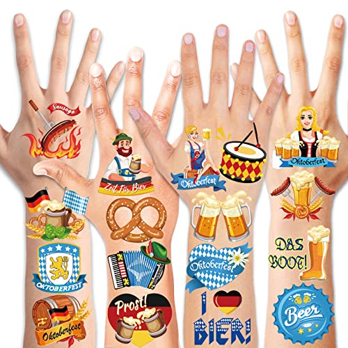 Oktoberfest Temporary Tattoos, 72 Pieces with 24 Designs