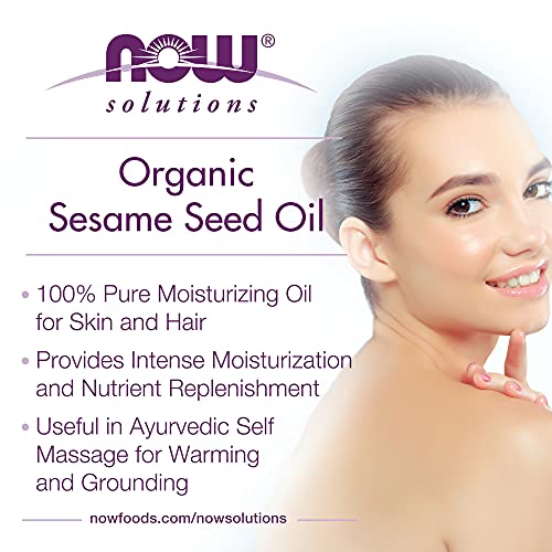 NOW Solutions, Organic Sesame Seed Oil, 100% Pure Moisturizing Oil for Skin and Hair, with Vitamins, Minerals and Phytonutrients, 8-Ounce (Pack of 5)