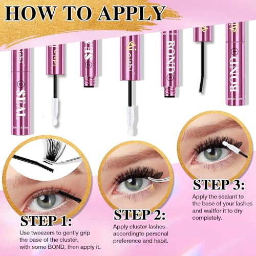 Lash Cluster Glue - 150H Waterproof Eyelash Extension Adhesive, 5ml+5ml