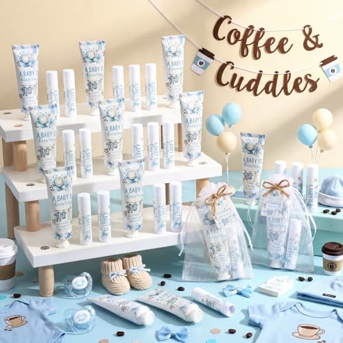 Coffee Themed Baby Shower Hand Cream & Lip Balm Set - 24 Pack