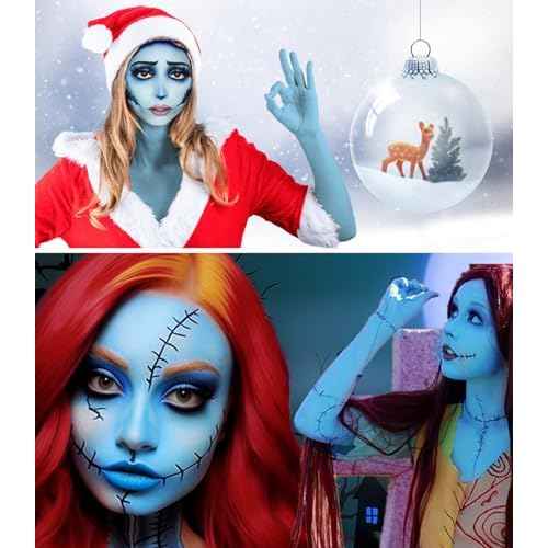 Go Ho Light Blue Face Body Paint Stick,Water Based Washable Pale Blue Face Paint Stick,Full-coverage Cream Blue Body Paint for Adults Children Halloween Cosplay SFX Ghost Bride Sally Makeup