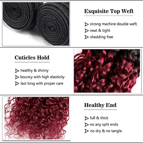 Burgundy Water Wave Human Hair Bundles 18 20 22 Inch
