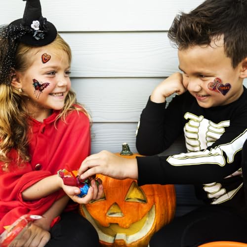 12-Sheet Halloween-Themed Temporary Tattoo Stickers ? Scary Fake Tattoos for Halloween, Cosplay, and Festivals ? Perfect for Kids and Adults