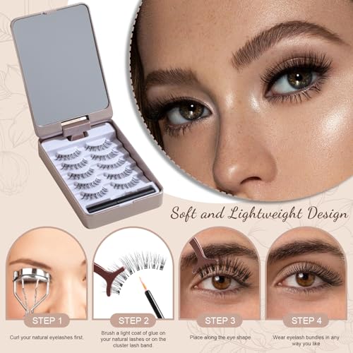 BS-MALL False Eyelashes ? Wispy Lashes 100% Handmade Natural Look, Reusable & Durable, Includes 5X Magnifying Mirror and Application Kit (Style02)