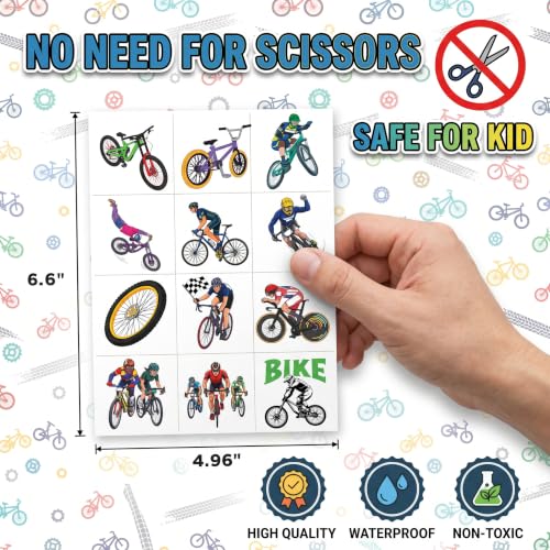 96 Pcs Bike Temporary Tattoos for Kids | Waterproof