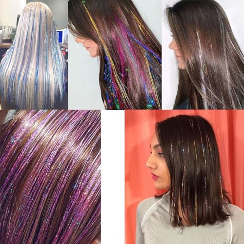 Hair Tinsel Kit - 48 Inch Glitter Extensions, 20 Colors for Festivals