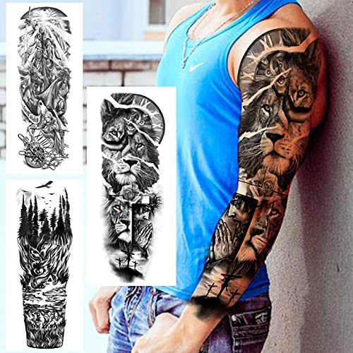 20 Sheets Temporary Tattoos Sleeve, Waterproof Full Arm