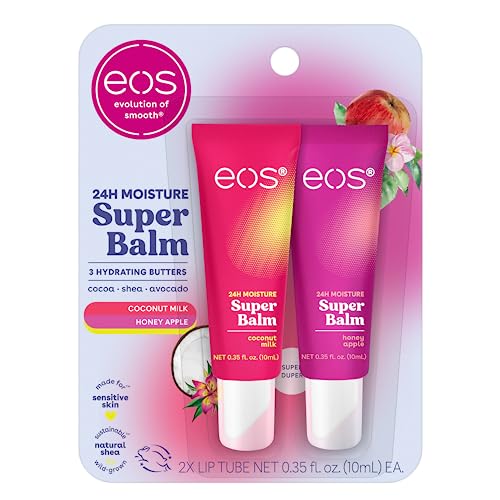 eos 24H Moisture Super Balm- Coconut Milk & Honey Apple, Lip Mask, Day or Night Lip Treatment, Made for Sensitive Skin, 0.35 fl oz, 2-Pack