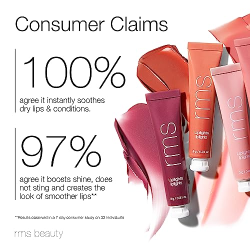 RMS Beauty Liplights Cream Lip Gloss (Bare) & Lipnights Overnight Lip Mask, Hydrating Lip Tint & Lip Balm with Jojoba Oil, Shea Butter & Coco Butter