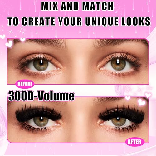 YIDUO Cluster Lashes Kit 3D Volume 200D+300D Extensions