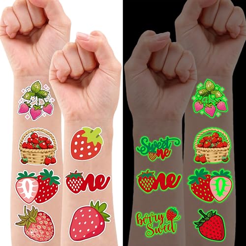 96-Piece Strawberry Temporary Tattoos for Kids Birthday Party