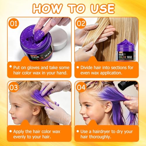 10-Color Temporary Hair Color Wax Set for Kids - Washable & Non-Sticky
