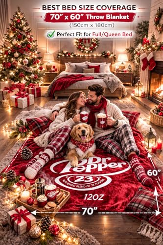 Dr Pepper Fleece Blanket 80x60 - Cozy Throw for Home & Travel